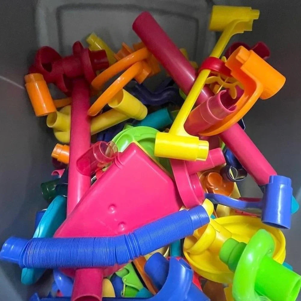 Kids Marble Run Construction Set Bulk Lot with Glass Marbles and Storage‎ Bag
